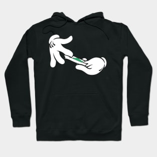 Hand of a well-known mouse rolling a green cigarette Hoodie